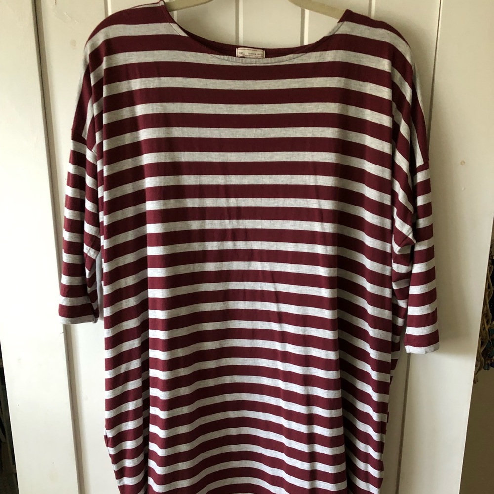 3/4 length striped t-shirt dress